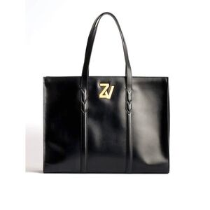 ZADIG & VOLTAIRE BLACK LEATHER ZV Initiale Le Tote Bag—NWT